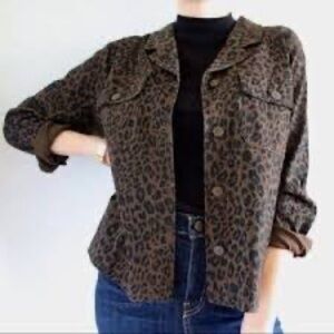 Sanctuary Brown and Black Leopard Print Button-Up Jacket, Size L*